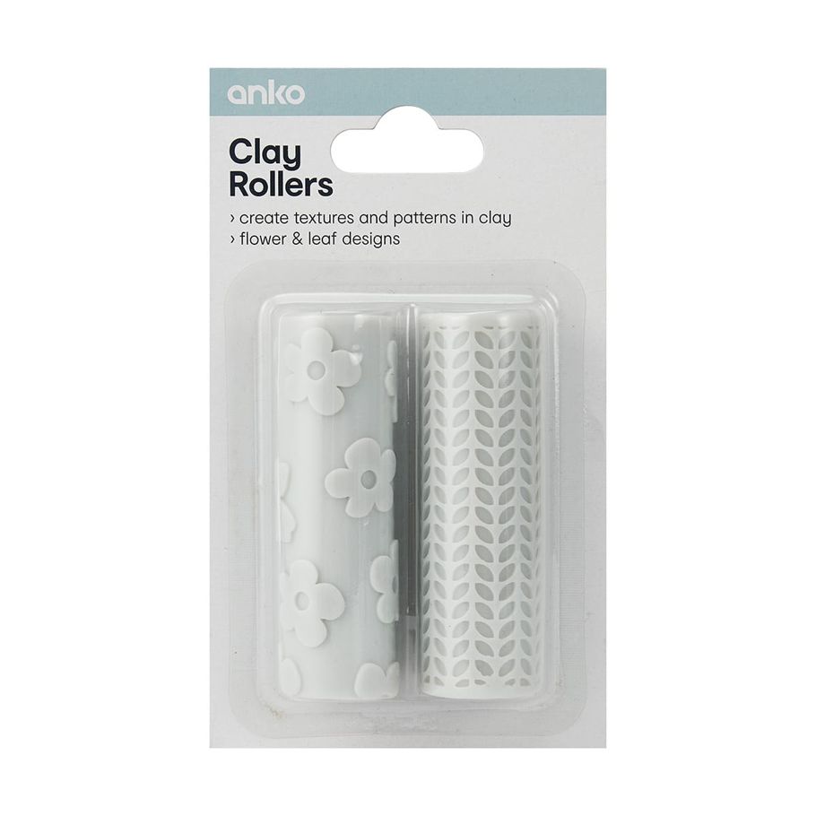 2 Pack Clay Rollers - Flower and Leaf