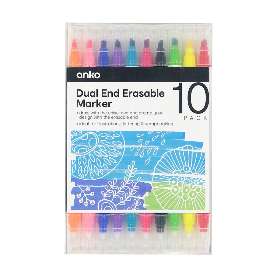 10 Pack Dual End Erasable Marker
