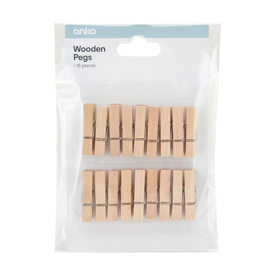 18 Pack Wooden Pegs