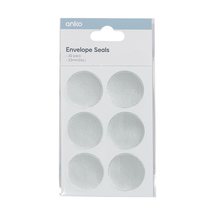 30 Pack Envelope Seals - Silver