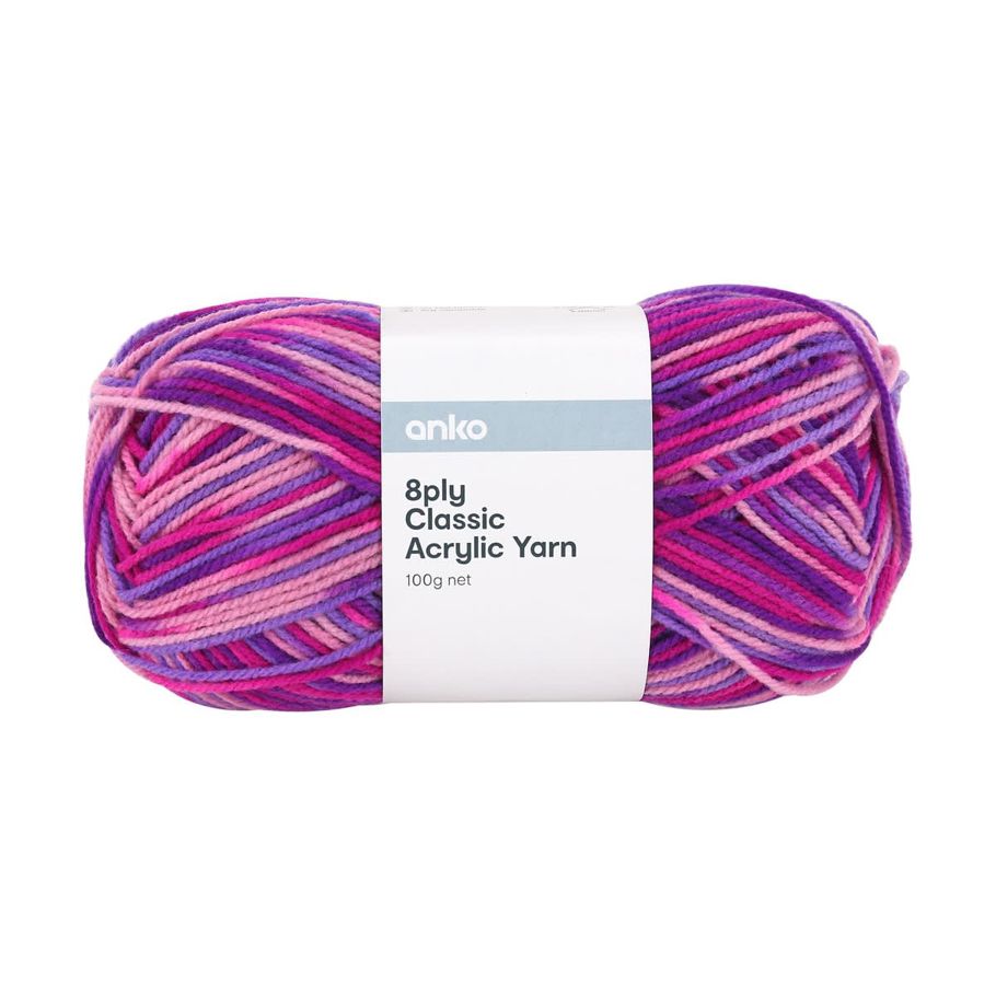 8 Ply Classic Acrylic Yarn - Purple Mix