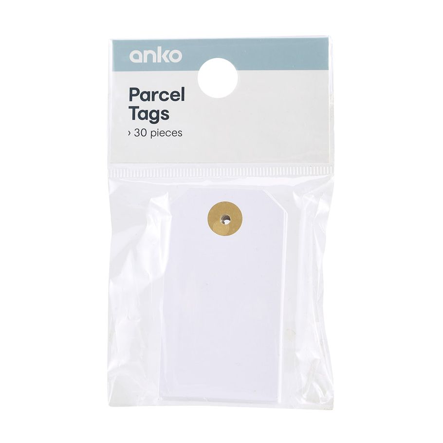 30 Pack Parcel Tags - White