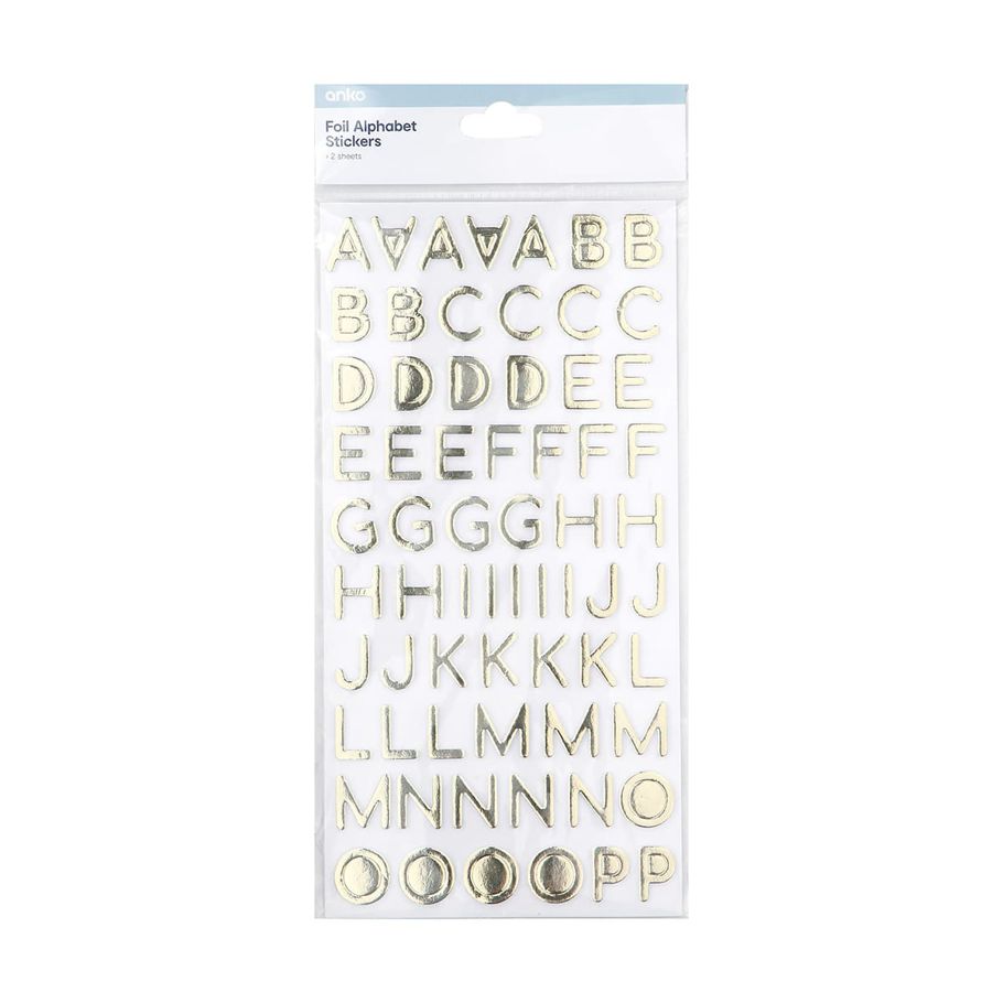 Foil Alphabet Stickers - Gold Look