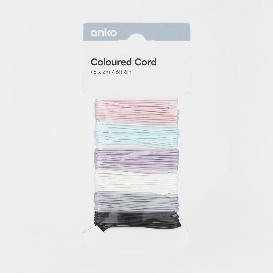 6 Pack Coloured Cord