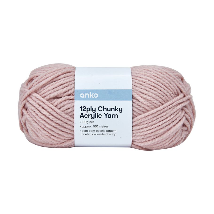 12 Ply Chunky Acrylic Yarn - Pink