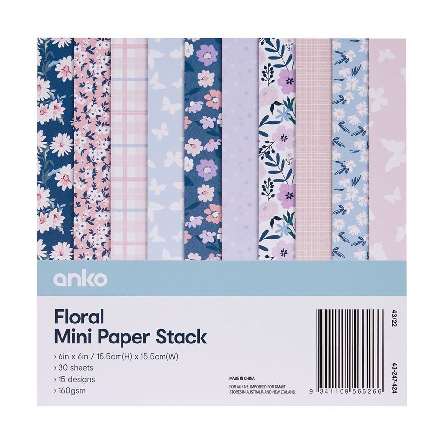 30 Pack Mini Paper Stack - Floral