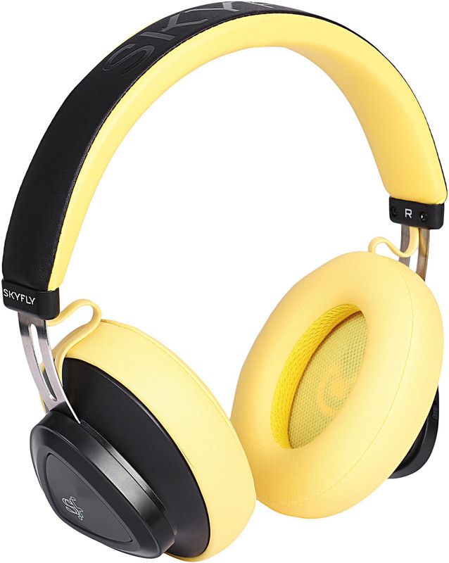 Skyfly Bliss Active noise cancellation enabled Bluetooth Headset  (Yellow, On the Ear)