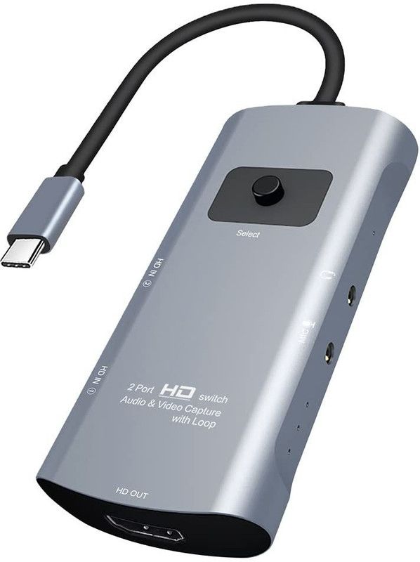 microware Audio & Video and Game Capture Card (Type-C Video Capture Switcher) Media Streaming Device  (Grey)