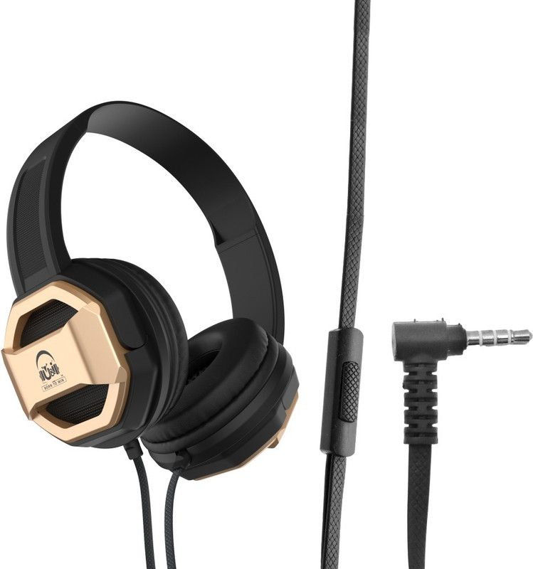 Jaw Series Wired Headphone with Mic Wired Headset  (Gold, In the Ear)