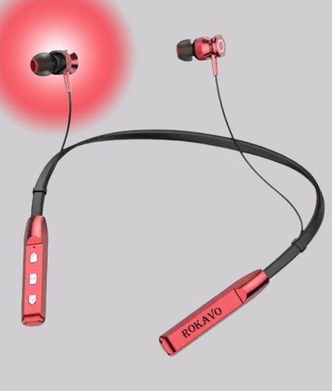 super flexible Wireless sports neckband with 30-40 hours playtime Bluetooth Headset  (RED, In the Ear)