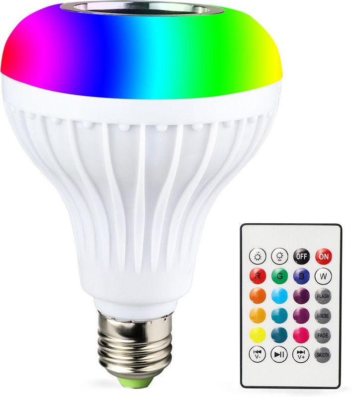 Webilla Led Bulb with Bluetooth Speaker Music Light Bulb B22 LED White + RGB Light Ball Bulb Colorful Lamp with Remote Control for Home, Bedroom, Living Room, Party Decoration 12 W Bluetooth Speaker  (Multicolor, Stereo Channel)