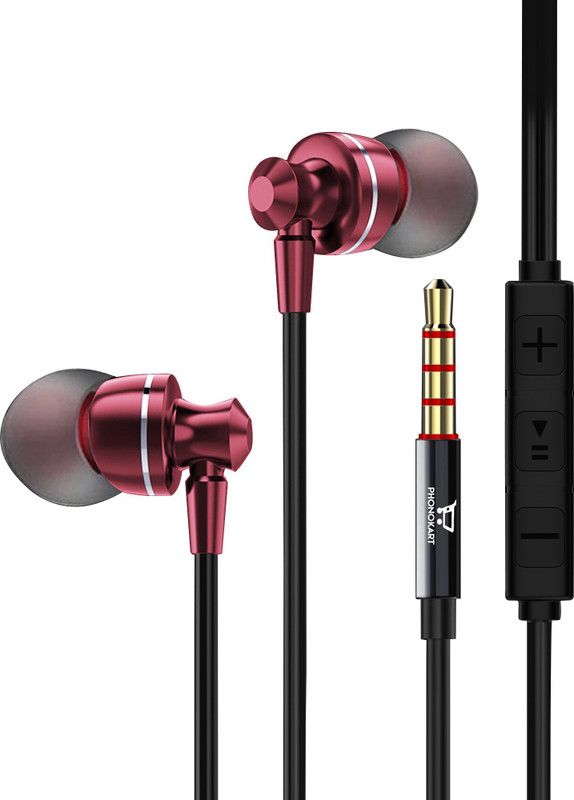 PHONOKART Emily Earphone With Mic ( Pink ) Wired Headset  (Pink, In the Ear)