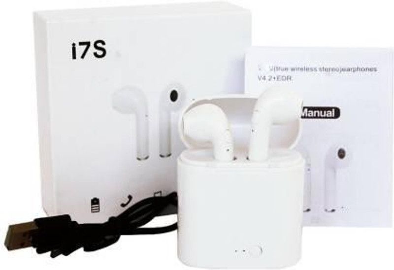 ZAUKY I7s Twins Wireless Bluetooth V4.1 Earbuds Bluetooth Headset  (White, True Wireless)