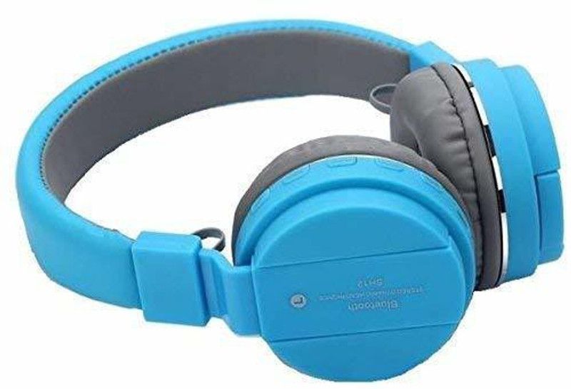 Sh_12 Wireless Bluetooth headphone Bluetooth Headset  (Blue, On the Ear)