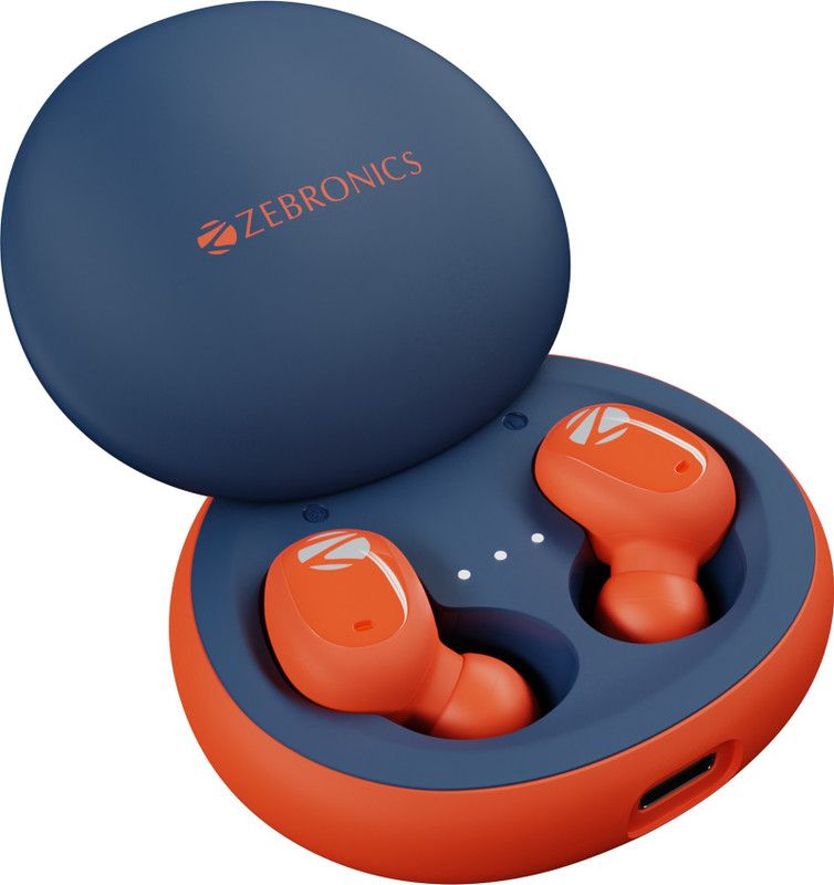 ZEBRONICS ZEB-SOUND BOMB N1 TWS earbuds with ENC, Splash Proof Bluetooth Headset  (ORANGE NAVY, True Wireless)