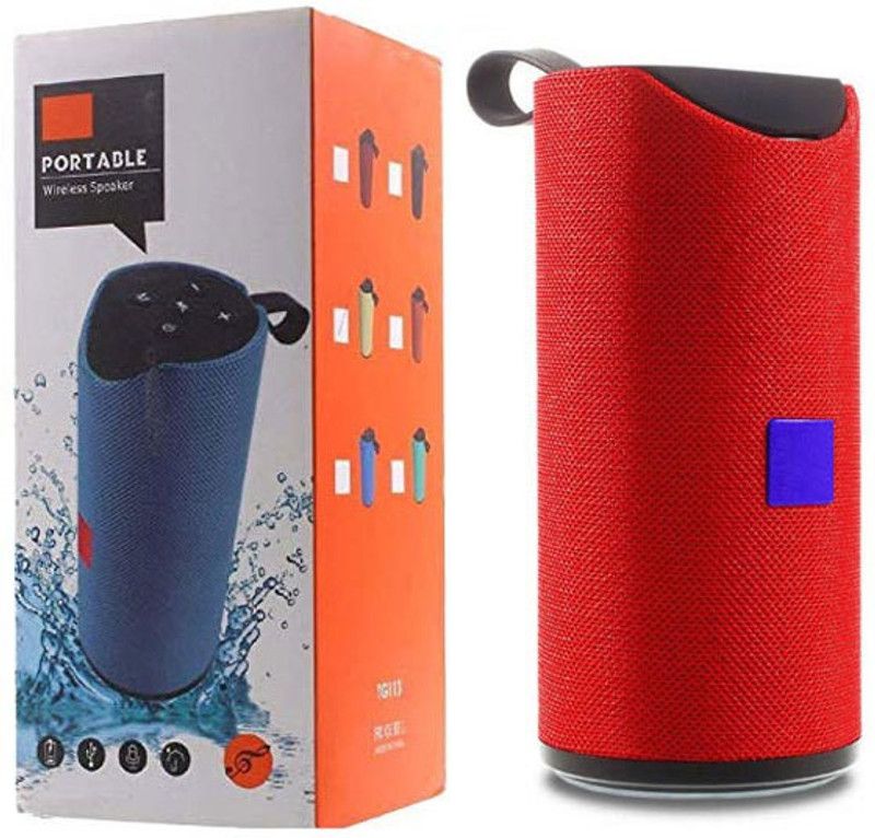 Techobucks High Bass TG-113 Wireless Rechargeable Bluetooth Speaker with 3D Sorrund Sound | Mini High Sound Dj| Poratble, in-Built FM, AUX support 10 W Bluetooth Speaker  (Red, Stereo Channel)
