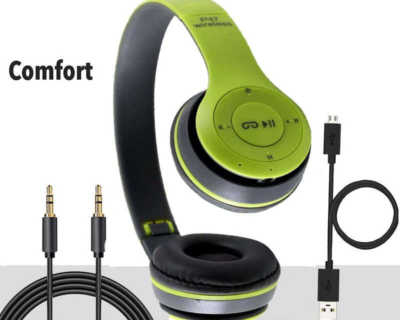 POZUB Gaming|Audio Player|On The Ear Bluetooth Headphone+Aux&CALLING Bluetooth & Wired Headset  (Green, On the Ear)