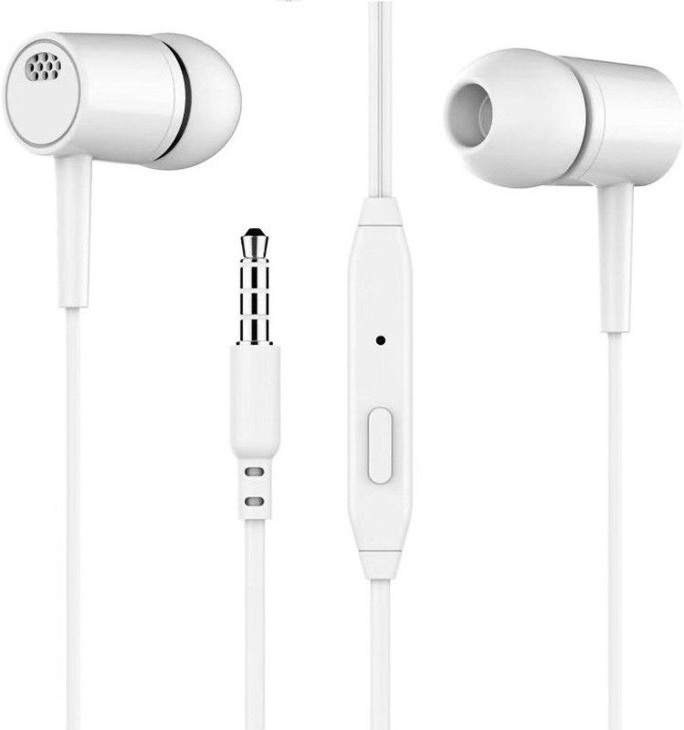 White D21 Wired Headset  (White, In the Ear)
