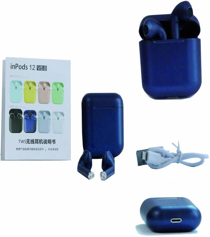 FB Inpods 12 Auto Pairing Wireless Earbuds Bluetooth Headset  (Blue, In the Ear)