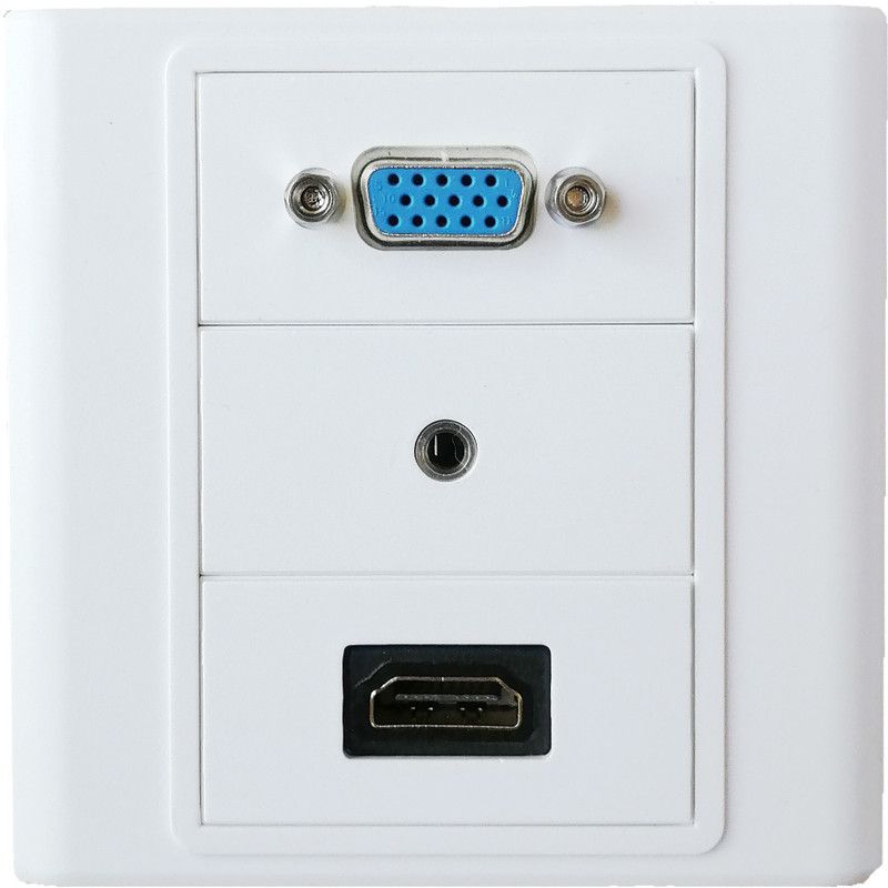 BOXNUBE Multimedia Modular Wall Face Plate with HDMI + VGA + AUX Panel Sockets - White Media Streaming Device  (White)