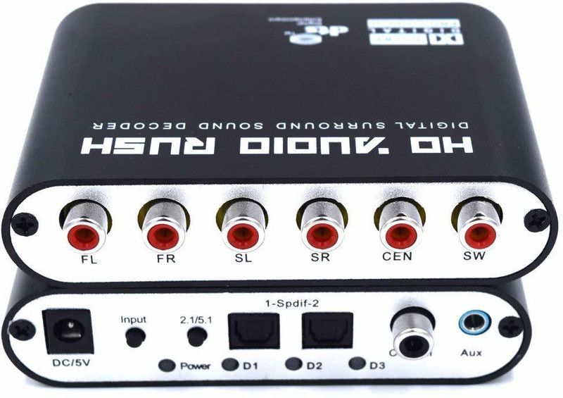 microware HD Audio Rush Digital Audio Surround Decoder 5.1 Channel Optical SPDIF/Coaxial Dolby AC3/DTS Converter Media Streaming Device  (Black)