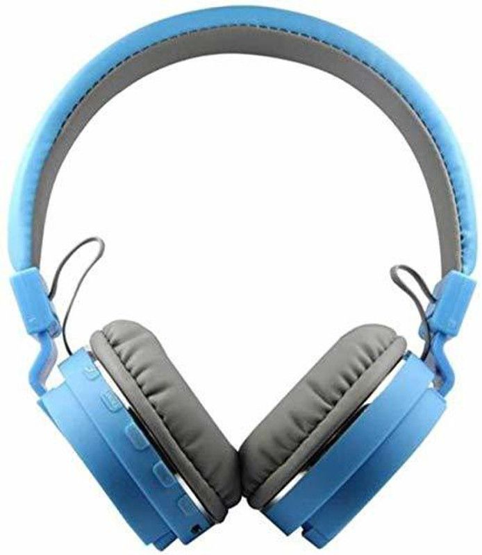 HEADPHONE WITH MIC Bluetooth Headset  (Light Blue, On the Ear)