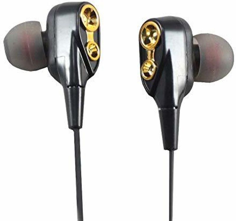 MobileMantra Smart in-line Music Control Design in-Ear Driver Wired Earphone Wired Headset  (Black Gold, In the Ear)
