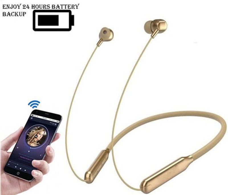 ZWOLLEX Hot Sale X-Bass Earphones with 3d Sound Quality 24Hr Playback Headphone Bluetooth Headset  (Golden, In the Ear)