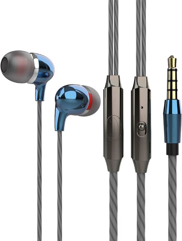 Yopah in ear wired earphone extra bass boost with cable organizer Wired Headset  (stereo headset blue, In the Ear)