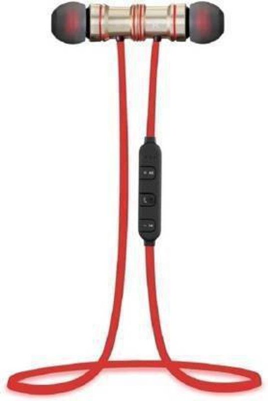 Combo Offer Red Magnetic Bluetooth headphone With Box black Wired Headset  (black, In the Ear)