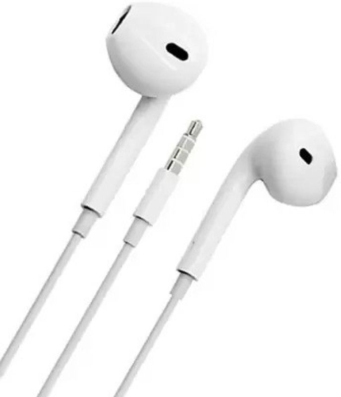 CREATION4U MT01y_ Universal Earphones Compatible Wired Headset with Mic Wired Headset Wired Headset  (White, In the Ear)