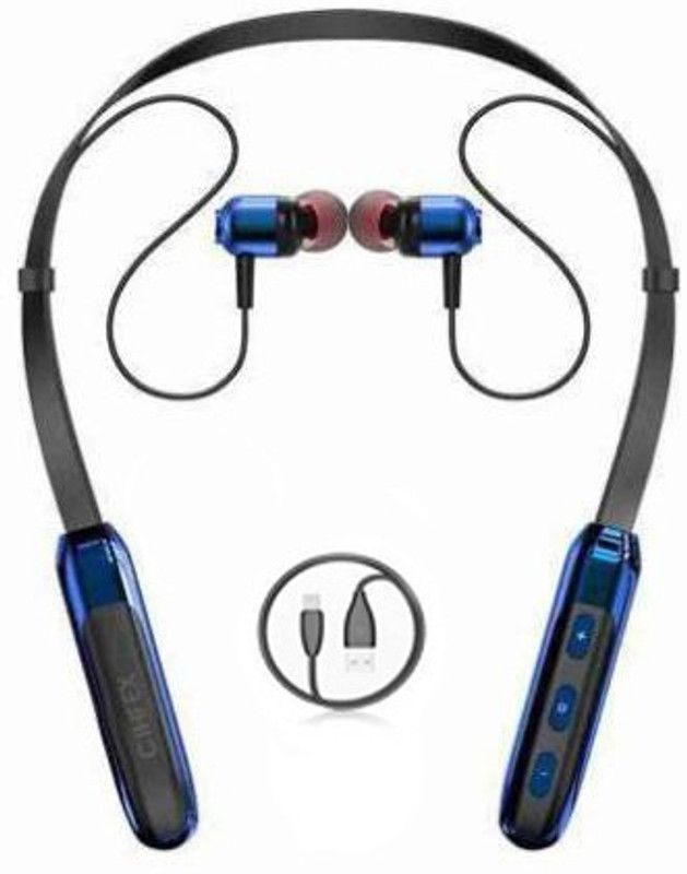 CIHLEX CH-26 Super Bass Bluetooth Earphones Neckband Headphones Long Lifes Battery Bluetooth Headset  (Black, Blue, In the Ear)