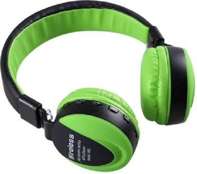 JNMART MS-771 Foldable Stereo Gaming Earphones Wireless Headphones Bluetooth Headset  (Green, Black, On the Ear)