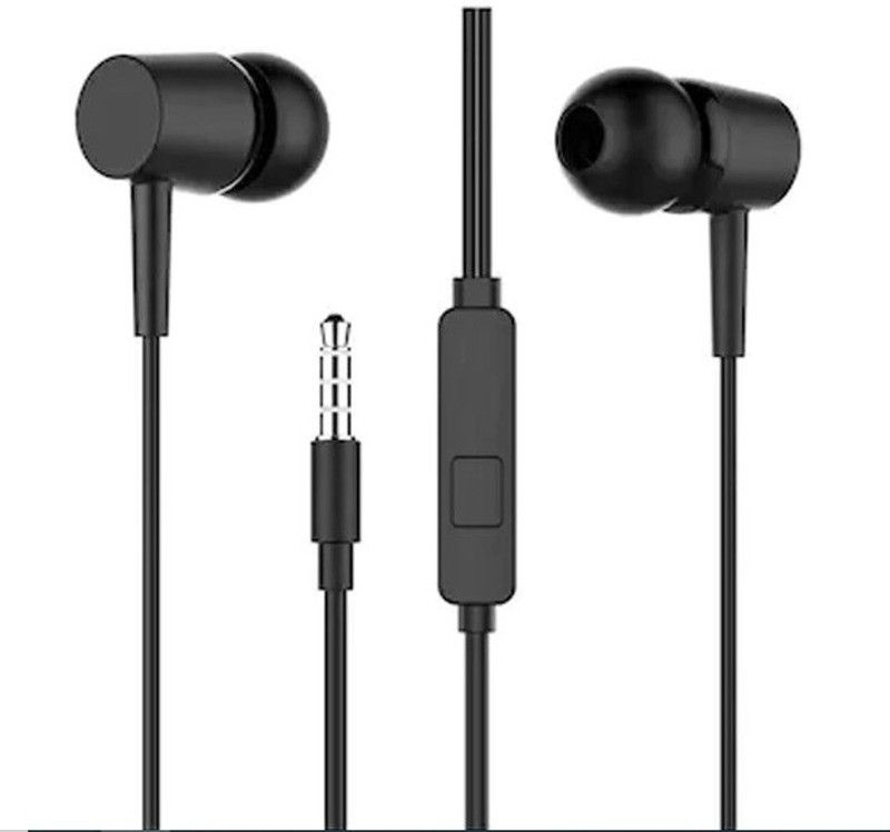 Wired In Ear Earphone with Microphone, Powerful Sound and in-line Controls Wired Headset  (Black, In the Ear)