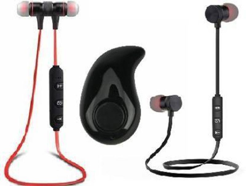 TRUEDOA1 S530 MINI KAJU WITH 2 HEADSETS (COMBO OF 3) Bluetooth Headset  (Red, Black, True Wireless)