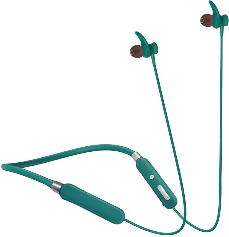 ZOKMOB Durable Wireless Neckband bluetooth v5.0, fast Pairing, IPX5, with Mic Bluetooth Headset  (Aqua Green, In the Ear)