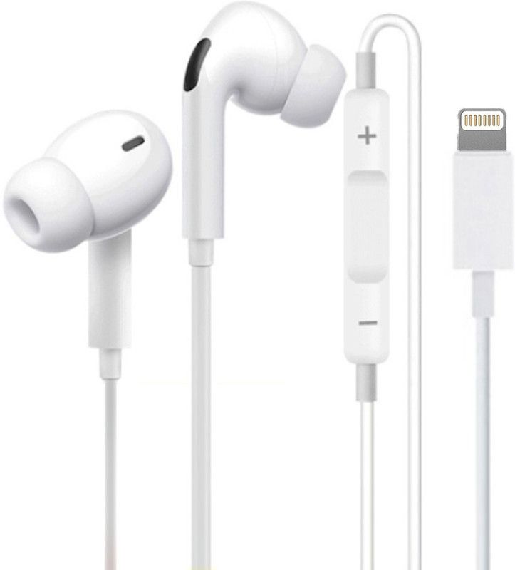 MyShoppeMart Lightning Earphones Compatible for iPad iPhone Headphones Wired Headset  (White, In the Ear)