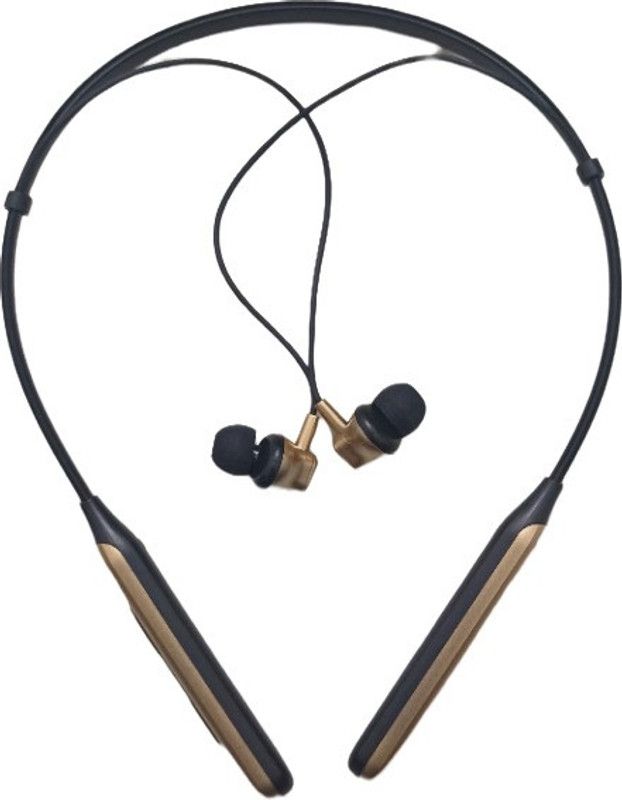 EX5 Premium Gold Wireless Neckband with High Quality Bass(In Ear) Bluetooth Headset  (Gold, In the Ear)
