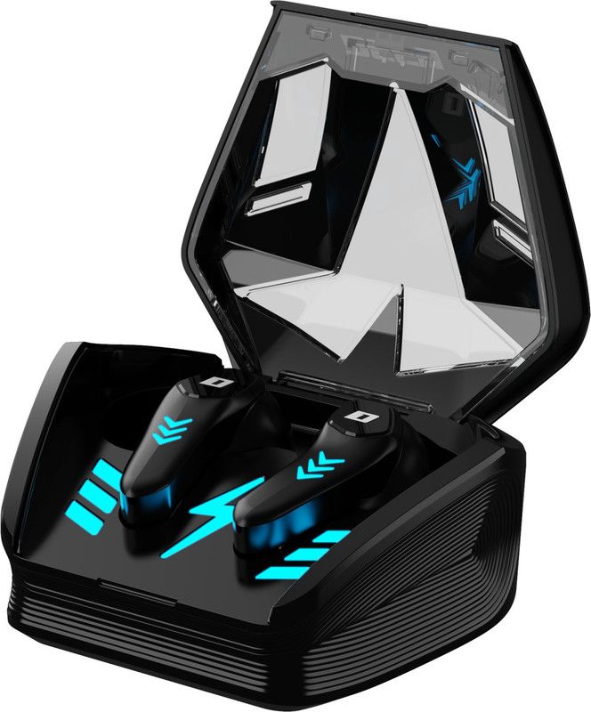 DEFY Gravity Turbo with Low Latency for Gaming, 30 Hours Playback, LED Lights Bluetooth Headset  (Invincible Black, In the Ear)