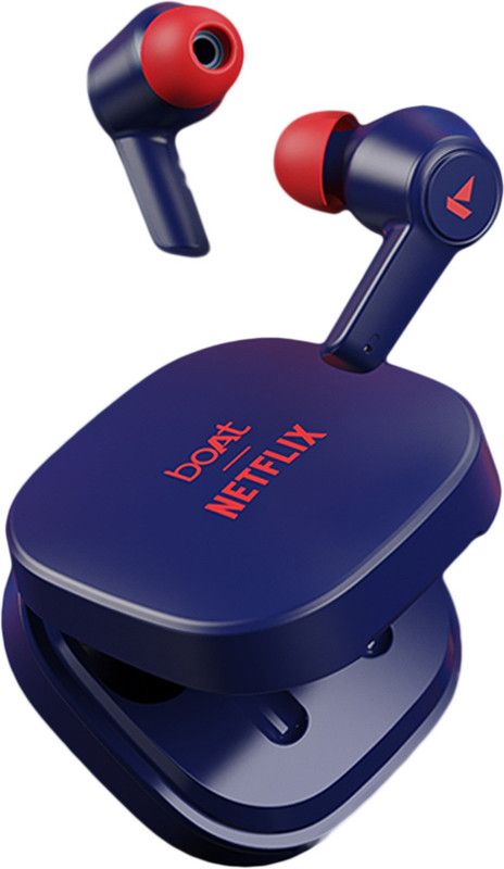 boAt Airdopes 411ANC Netflix Edition with Active Noise Cancellation & 20 HRS Playback Bluetooth Headset  (Blue, True Wireless)