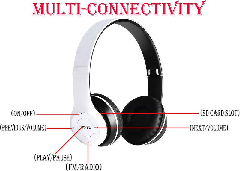 New Bluetooth headphone highest sound and clear bass easily used Bluetooth Headset  (Silver, On the Ear)