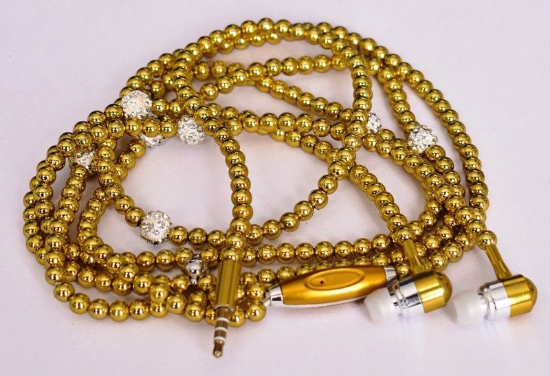 AR Enterprise Pearl Earphone Golden Wired Headset  (Golden, In the Ear)