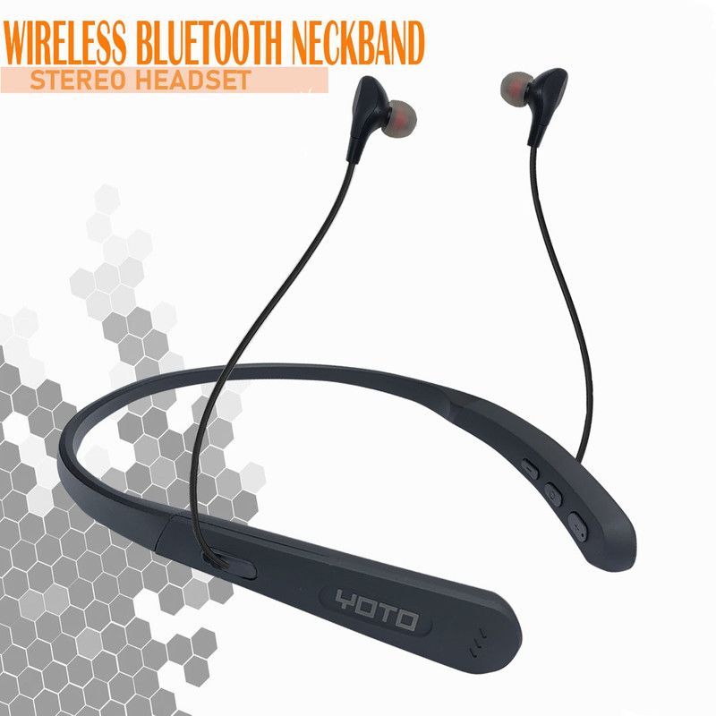 Yoto Wireless 30hrs Portable Neckband with Mic for Sports/Gym and outdoor activities Bluetooth Headset  (Black, In the Ear)