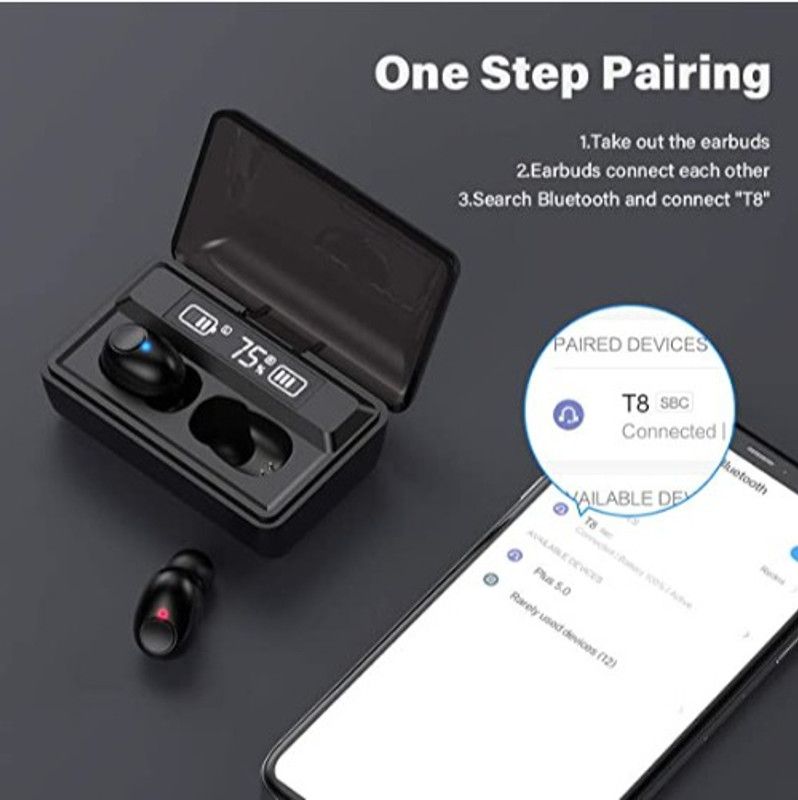 GUGGU VVJ_420F_T8 Wireless Earbuds Bluetooth Headset Bluetooth Headset  (Black, True Wireless)