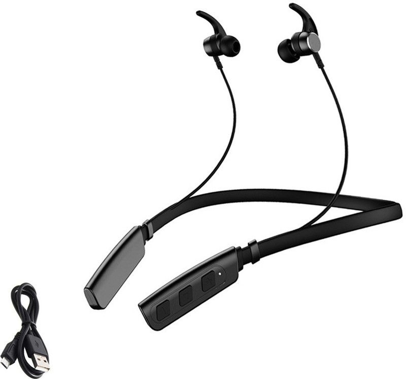 sleg9 BT 235 V Wireless Neckband Powerful Stereo Sound Quality Headset hi-bass S54 Bluetooth Headset  (Black, In the Ear)