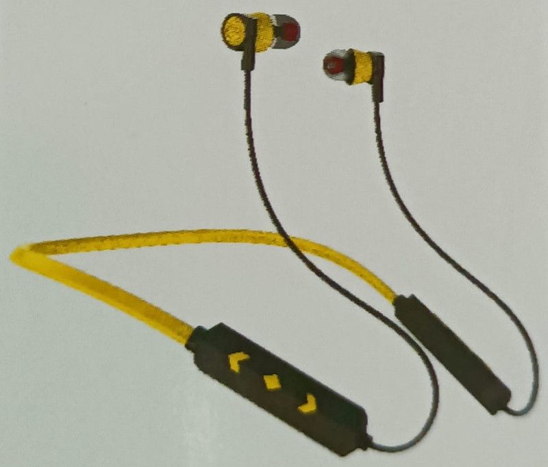 Gadget Zone Fluxi neckband headphones 32 hours music 190 hours standby 400 mAh battery Bluetooth Headset  (Yellow, Black, In the Ear)