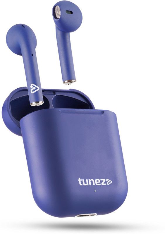 Tunez Elements E10 Bluetooth Earbuds with 24 Hours Playtime and 10 mm drivers Bluetooth Headset  (Dark Blue, True Wireless)
