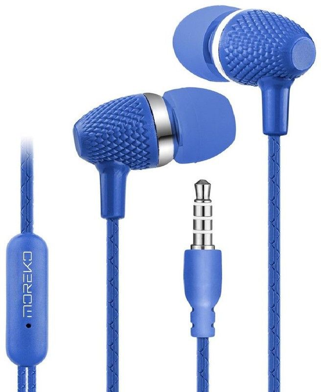 Moreko in-Ear Wired Headphones with in-line Mic(High Bass Earphones), Wired Headset  (Dark Blue, In the Ear)