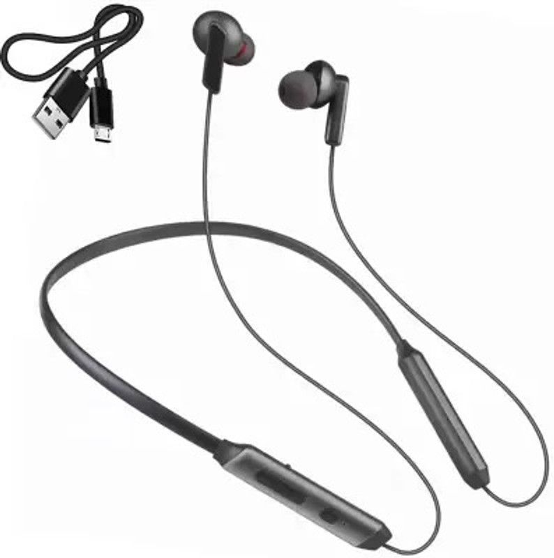 CIHROX Sweat Proof and Long Battery Life Flexible Neckband with High Bass Bluetooth Headset  (Black, In the Ear)