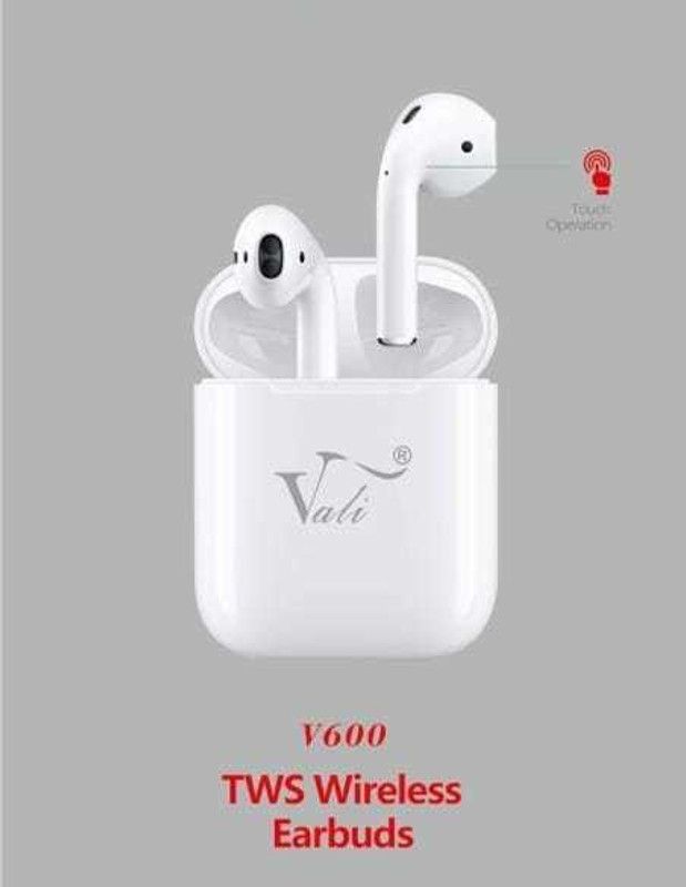 shadox v-600 wireless earbuds Bluetooth Headset  (White, In the Ear)